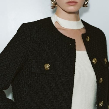 Stylish URBAN REVIVO Cropped Tweed Blazer for Women