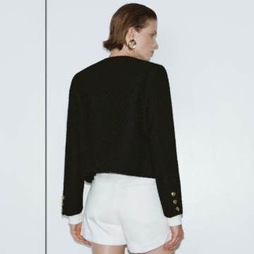 Stylish URBAN REVIVO Cropped Tweed Blazer for Women