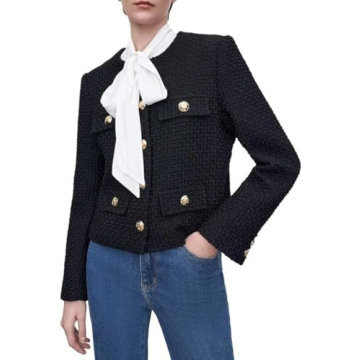 Stylish URBAN REVIVO Cropped Tweed Blazer for Women