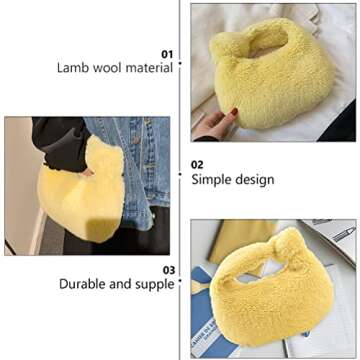 VALICLUD Winter Plush Dumpling Bag Fashionable Handbag Portable Storage Pouch