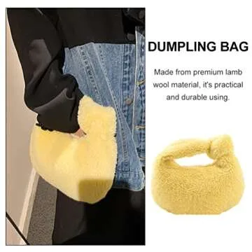 VALICLUD Winter Plush Dumpling Bag Fashionable Handbag Portable Storage Pouch