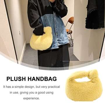 VALICLUD Winter Plush Dumpling Bag Fashionable Handbag Portable Storage Pouch