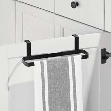 mDesign Kitchen Towel Set, 100% Cotton, Striped Pattern, Store in Drawers, Cabinets or Hang on Racks, Set of 3 - Gray