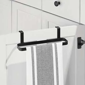 mDesign Kitchen Towel Set, 100% Cotton, Striped Pattern, Store in Drawers, Cabinets or Hang on Racks, Set of 3 - Gray