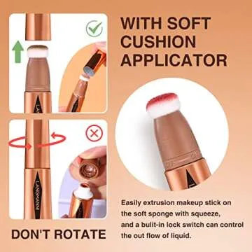 LANGMANNI Liquid Contour Beauty Wand, Face Concealer Contouring,Highlighter,Blusher Stick with Big Cushion Applicator.Cream Contour Stick For Finish Face Contour Makeup. (#01 Contour+#03 Blush)