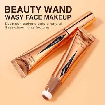 LANGMANNI Liquid Contour Beauty Wand, Face Concealer Contouring,Highlighter,Blusher Stick with Big Cushion Applicator.Cream Contour Stick For Finish Face Contour Makeup. (#01 Contour+#03 Blush)