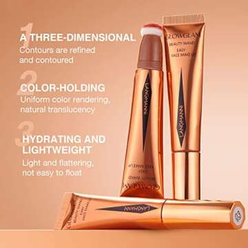LANGMANNI Liquid Contour Beauty Wand, Face Concealer Contouring,Highlighter,Blusher Stick with Big Cushion Applicator.Cream Contour Stick For Finish Face Contour Makeup. (#01 Contour+#03 Blush)