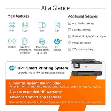 HP OfficeJet Pro 8025e Multifunction Printer with Free Ink