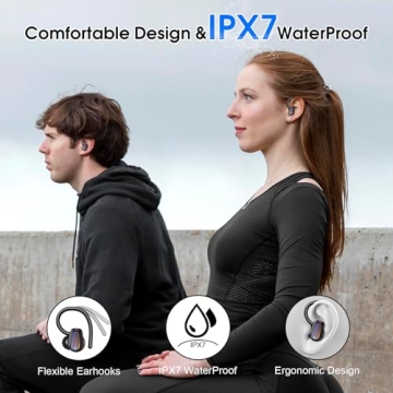 OYIB Wireless Earbuds with Deep Bass & Earhooks