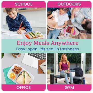 Bentgo Easyboxes - Original Stackable Lunch Boxes - Reusable 3-Compartment Food Containers for Kids and Adults - Bento Lunch Box for Meal Prep, School, & Work - BPA Free, Set of 4 (Brights)