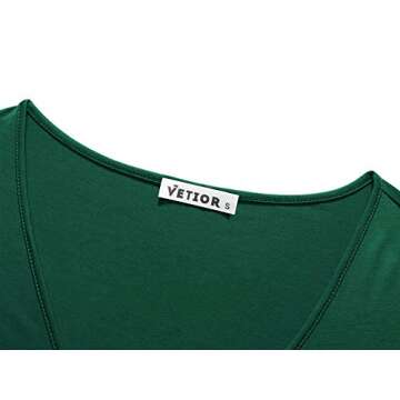 VETIOR Green Crop Top Cute Long Sleeve Criss Cross V Neck Shirts Tops for Women Trendy Going Out Medium Dark Green