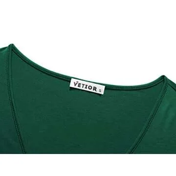 VETIOR Green Crop Top Cute Long Sleeve Criss Cross V Neck Shirts Tops for Women Trendy Going Out Medium Dark Green