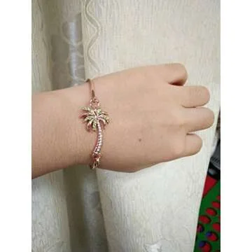 MANZHEN Beach Jewelry Palm Tree Bangle Bracelet Summer Style Hook Bangle (silver)