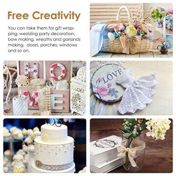 Tatuo 40 Yards Cotton Lace Trim Vintage Lace Ribbon Crochet Cotton Lace Scalloped Edge for Bridal Wedding Decoration Christmas Package DIY Sewing Craft Supply, 5 Yards Each, 8 Styles (Beige)