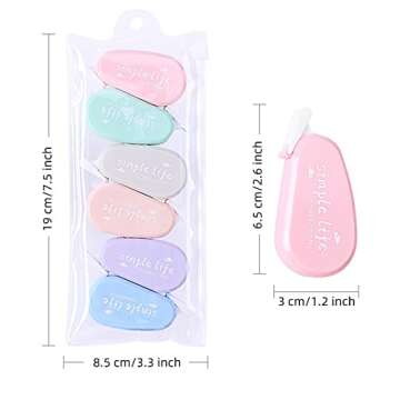 GINCEVHY 12 Pack Aesthetic Pastel Correction Tape, 0.2 x 197 inch, Instant Corrections, Easy to Use Applicator, White Smooth Pull Out Correction Tape for School, Office, Crafting