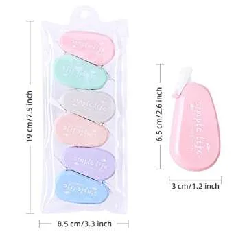 GINCEVHY 12 Pack Aesthetic Pastel Correction Tape, 0.2 x 197 inch, Instant Corrections, Easy to Use Applicator, White Smooth Pull Out Correction Tape for School, Office, Crafting