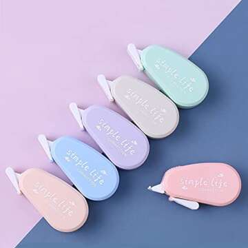 GINCEVHY 12 Pack Aesthetic Pastel Correction Tape, 0.2 x 197 inch, Instant Corrections, Easy to Use Applicator, White Smooth Pull Out Correction Tape for School, Office, Crafting