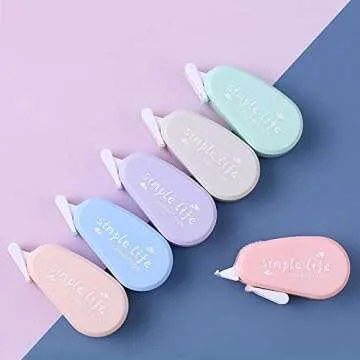 GINCEVHY 12 Pack Aesthetic Pastel Correction Tape, 0.2 x 197 inch, Instant Corrections, Easy to Use Applicator, White Smooth Pull Out Correction Tape for School, Office, Crafting
