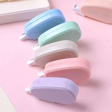 GINCEVHY 12 Pack Aesthetic Pastel Correction Tape, 0.2 x 197 inch, Instant Corrections, Easy to Use Applicator, White Smooth Pull Out Correction Tape for School, Office, Crafting