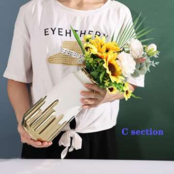 White Gold Ceramic Flower Vase Modern Decorative Vase Handmade Gold-Tone-Mouth Vase ​- Ideal Gifts for Friends and Family, for Home, Wedding, Party, Table Centerpieces Decor