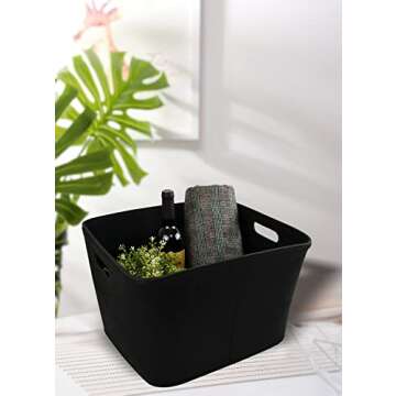 Precision Quilting Tools Felt Basket | Storage Bin For Organizing Shelves Linen, Closet, Bathroom, Baby Cloth, Nursery, Fabric, Bulk | Decorative For Gifts - (BLACK)