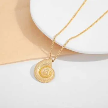 Elegant LILIE&WHITE Gold Conch Pendant Necklace for Women