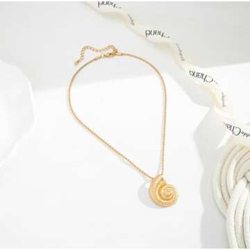 Elegant LILIE&WHITE Gold Conch Pendant Necklace for Women