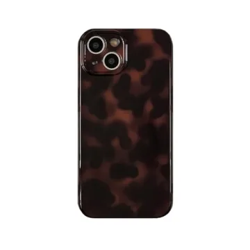 Reezaddin Aesthetic Tortoise Shell Phone Case for iPhone 14 6.1in,Retro Cool Girl Leopard Print Brow...