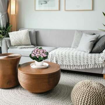 Kalanchoe Artificial Flowers Bush Pink Faux Silk Flowers Artificial Plants & Flowers in Vase Small Potted Plant Fake Flower with Pot Arrangement Home Decor Office Bathroom Shelf Desk Decoration