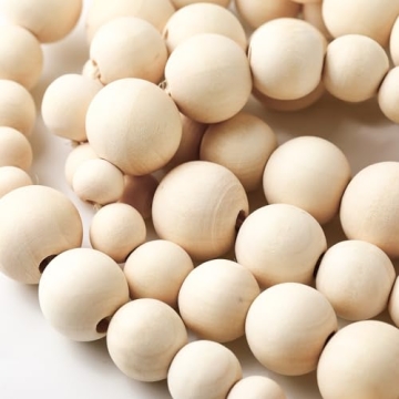 Geetery 2 Pcs 18 Feet Boho Christmas Wood Beads Garland - Vintage Wooden Bead Decor for Festive Home...