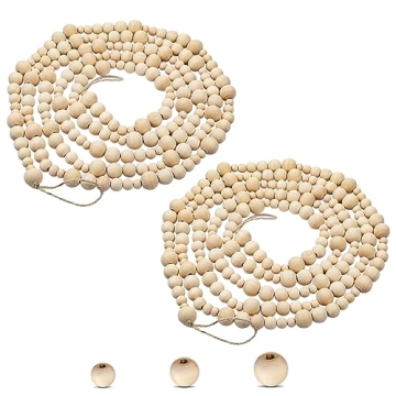 Geetery 18 Feet Boho Wood Beads Garland for Christmas Decor