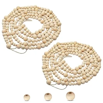 Geetery 18 Feet Boho Wood Beads Garland for Christmas Decor