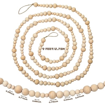 Geetery 18 Feet Boho Wood Beads Garland for Christmas Decor