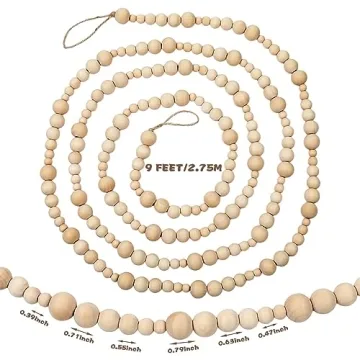 Geetery 18 Feet Boho Wood Beads Garland for Christmas Decor
