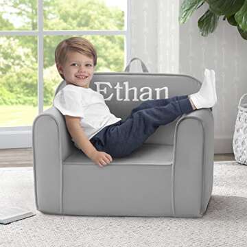 Delta Children Cozee Chair for Kids - 1 Seater Foam Toddler Couch can be Personalized with Name, Has...