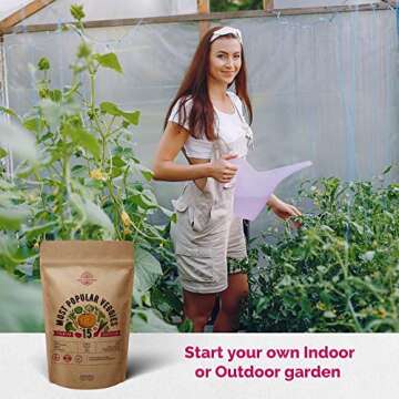 Organo Republic Vegetable Non-GMO Heirloom Seeds for Planting Vegetables and Fruits - 15 Seed Packets in Home Survival Garden Hydroponic Seeds Variety Bulk Pack Viggies for Indoor and Outdoor Planting