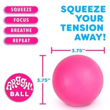 Power Your Fun Arggh Stress Ball for Adults and Kids - 3.75 Inch Large Tension Relief Ball Fidget Toy, Color-Changing Calm Stress Relief Kid Sensory Balls Squishy Toys for Girls and Boys (Pink/Purple)