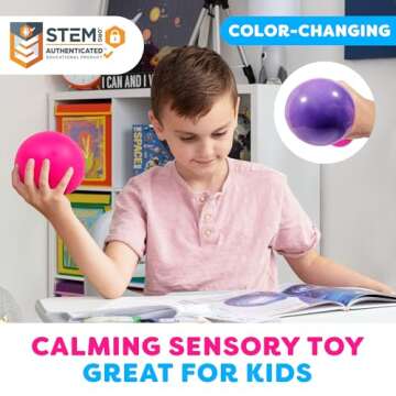 Power Your Fun Arggh Stress Ball for Adults and Kids - 3.75 Inch Large Tension Relief Ball Fidget Toy, Color-Changing Calm Stress Relief Kid Sensory Balls Squishy Toys for Girls and Boys (Pink/Purple)