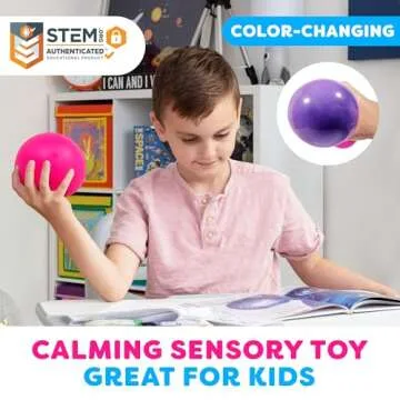 Power Your Fun Arggh Stress Ball for Adults and Kids - 3.75 Inch Large Tension Relief Ball Fidget Toy, Color-Changing Calm Stress Relief Kid Sensory Balls Squishy Toys for Girls and Boys (Pink/Purple)