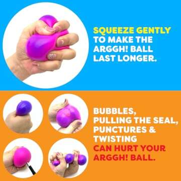 Power Your Fun Arggh Stress Ball for Adults and Kids - 3.75 Inch Large Tension Relief Ball Fidget Toy, Color-Changing Calm Stress Relief Kid Sensory Balls Squishy Toys for Girls and Boys (Pink/Purple)