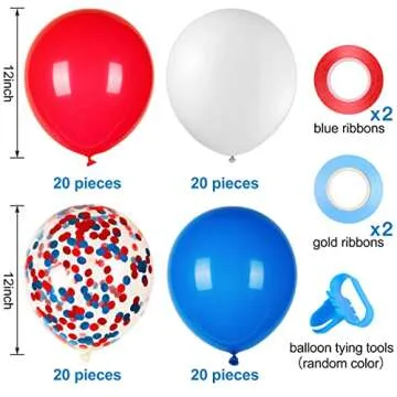 80Pcs Red White Blue Balloons for Celebrations