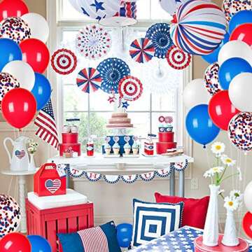 80Pcs Red White Blue Balloons for Celebrations