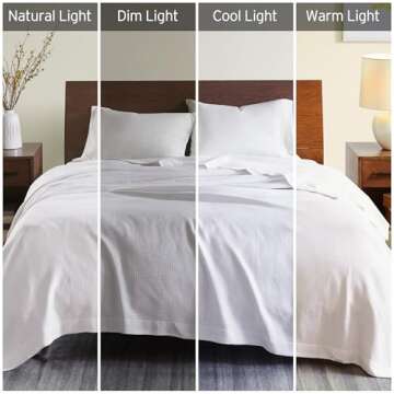 Madison Park Egyptian Cotton Luxury Blanket White 108x90 King Size Knit Premium Soft Cozy 100% Cerified Egyptian Cotton For Bed, Couch or Sofa