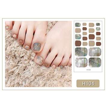 WOKOTO 20 Sheets Gradient Toe Nail Polish Strips And Stickers And 1 Nail File Kit Colorful 22 Tips Per Sheet Glitter Toenail Nail Polish Stickers Wraps For Women Nail Salon Manicure Set