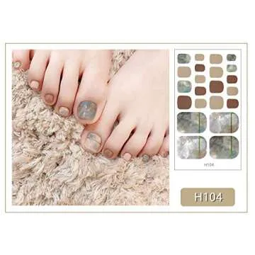 WOKOTO 20 Sheets Gradient Toe Nail Polish Strips And Stickers And 1 Nail File Kit Colorful 22 Tips Per Sheet Glitter Toenail Nail Polish Stickers Wraps For Women Nail Salon Manicure Set