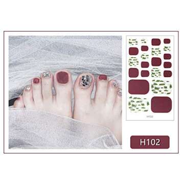 WOKOTO 20 Sheets Gradient Toe Nail Polish Strips And Stickers And 1 Nail File Kit Colorful 22 Tips Per Sheet Glitter Toenail Nail Polish Stickers Wraps For Women Nail Salon Manicure Set