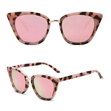SOJOS Cat Eye Designer Sunglasses Fashion UV400 Protection Glasses SJ2052 with Pink Tortoise Frame/P...