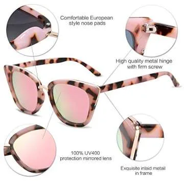 SOJOS Cat Eye Designer Sunglasses with UV400 Protection
