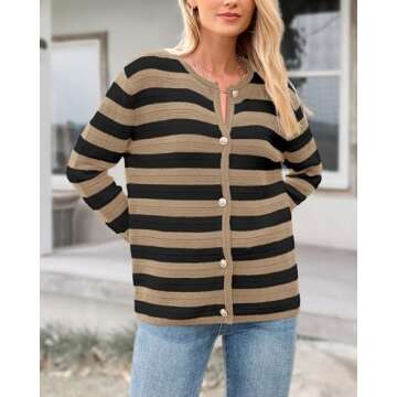 Stylish BTFBM Striped Cardigan for Women - Fall 2024 Fashion
