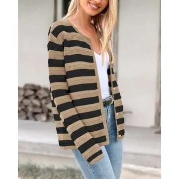 Stylish BTFBM Striped Cardigan for Women - Fall 2024 Fashion